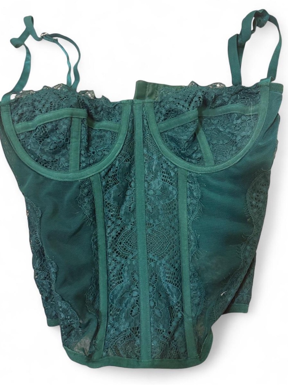 Amazon Women's Emerald Green Lace Bustier Camisole